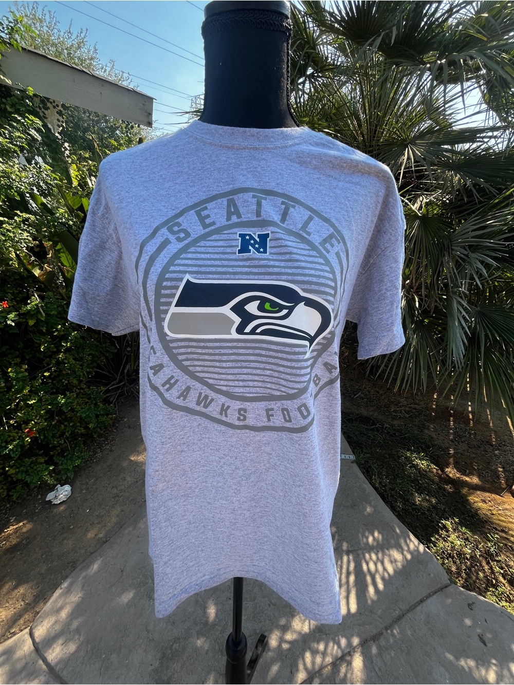 NFL Seattle Seahawks Gray Logo Tee with Navy & Green Accents